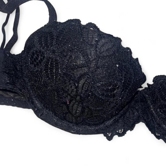 SOLD Victoria's Secret Pink Black Lace Push Up Bra - Picture 2 of 2